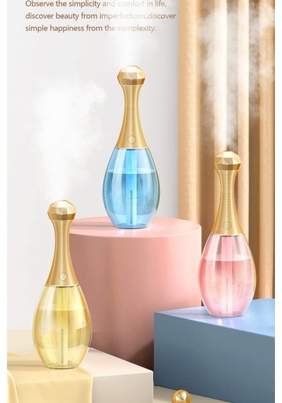 Hava Nemlendirici Ultrasonik Led Rgb Parfüm Şişesi Ev Araba Aromatik Difizör 300ml Beyaz