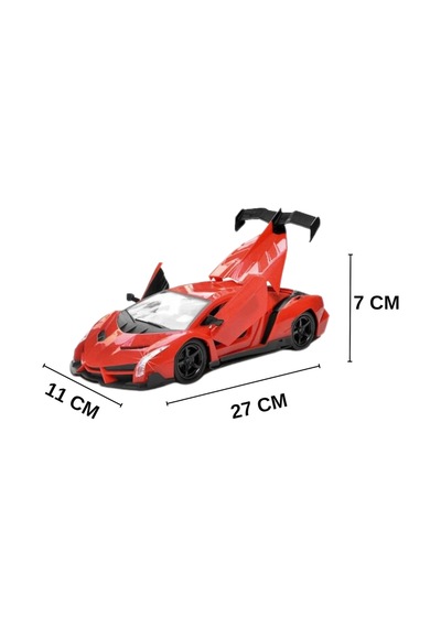 Uzaktan Kumandalı Işıklı Spor Araba - 1:16 Büyük Boy Açılır Kapı Ve Bagajlı Oyuncak Araba Kırmızı Lamborghini
