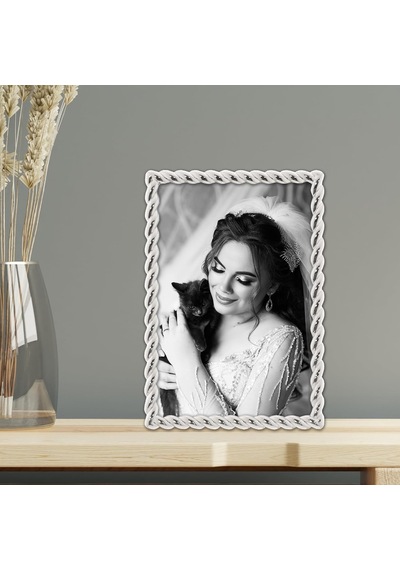 Lexroo 710046 Silver Metal Rope Picture Frame, 10cm By 15cm