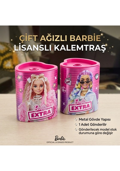 Bakgelal Lisanslı Barbie Extra Çift Ağızlı Metal Kalemtıraş Çocuk Okul Kırtasiye - 9072573162455