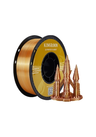 Üç Renkli Silk Pla Filament - Altın-gümüş-bakır Canlı Parlak Renk Geçişi 1.75mm 1 Kg