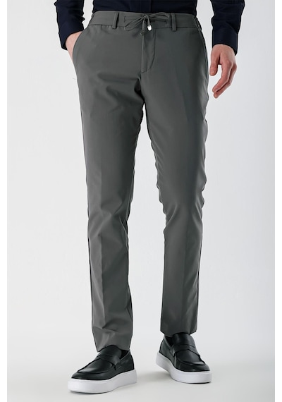 Yazı Slim Fit Likralı Erkek Jogger Pantolon-7329 Antrasit