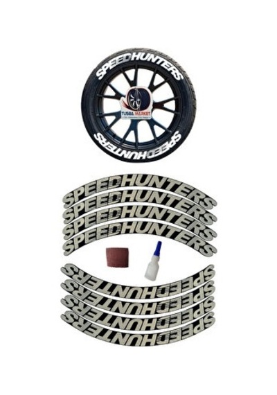 Lastik Yazısı Beyaz Speedhunters 2.5 Cm Kauçuk 4 Adet 3d Lastik Sticker