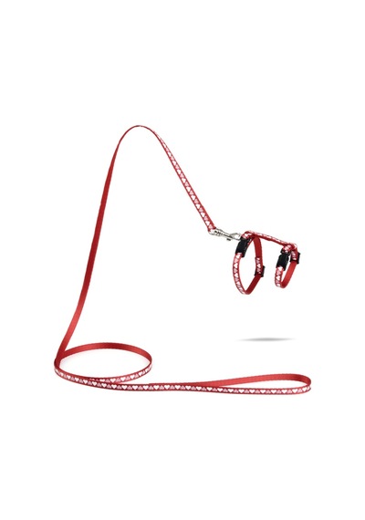 Hnrlıshp Beeztees Yavru Kedi Göğüs Tasması Ve Gezdirme Kayışı 120cm, Kırmızı, 16-25cm Boyun, 23-36cm