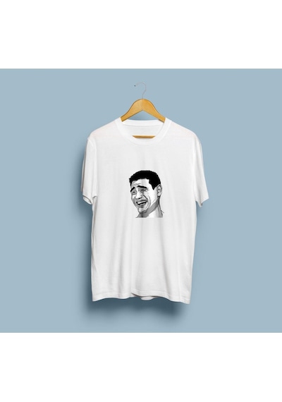 Oversize Troll Kafa Tasarımlı Unisex T-shirt Beyaz