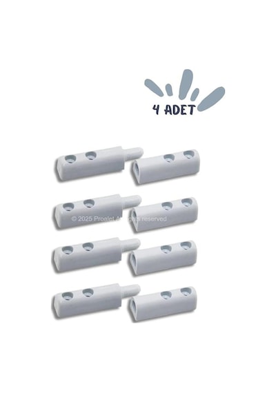 17x25 Mm Plastik Sineklik Menteşesi 4 Adet - Beyaz Renk Pencere Ve Kapı Sinekliği Yedek Parçası - Da