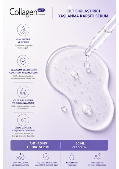 Collagen Forte Platinum Hyaluronik Asit Sıkılaştırıcı Serum 30 ML
