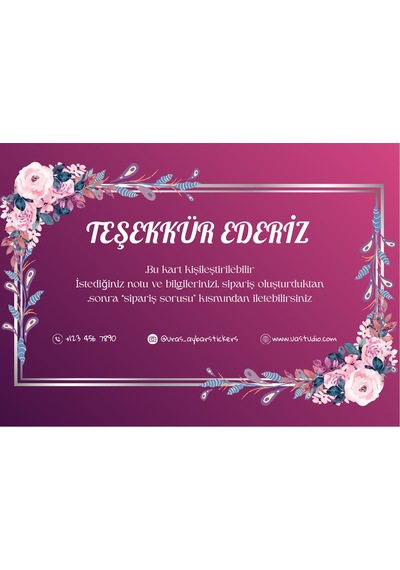 Kişileştirilebilir Tebrik Kartı, Teşekkür Kartı, Not Kartı Ve Sipariş Kartı 100 Adet