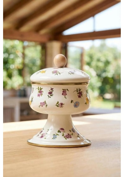 Acar Petıt Fleur Collectıon Emaye Ayaklı Şekerlik Çok Renkli