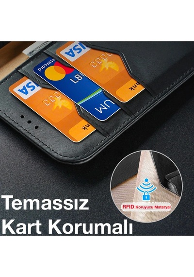 Dux Ducis İphone 12 Pro Max Kılıf Mıknatıslı Cüzdanlı Deri Kılıf Hivo Series- 5775 Çok Renkli