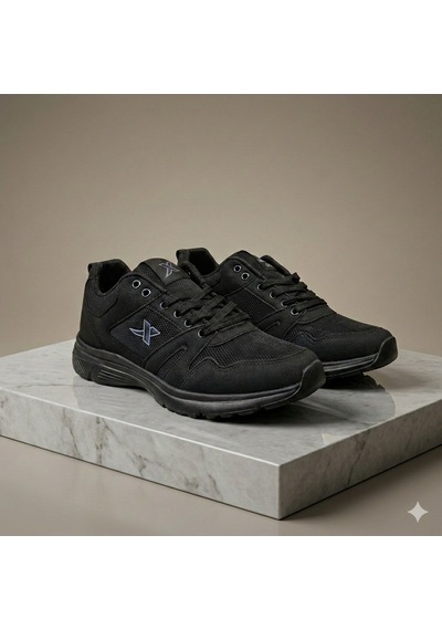 Xstep Unisex 36-47 Numara Arası Rahat Günlük Tekstil Spor Ayakkabı Siyah - Siyah