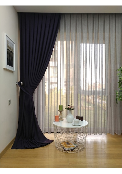 Evdepo Home Keten Mor Fon Perde Tek Kanat Mor