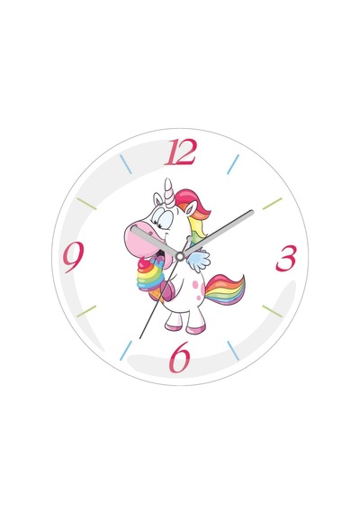 Unicorn Bebe Çap 30cm Sessiz Akar Bombeli Gerçek Cam Duvar Saati Siyah