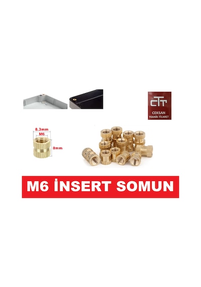 Insert M6 Çakma Somun-Iç Somun- Prinç Somun 12 Adet