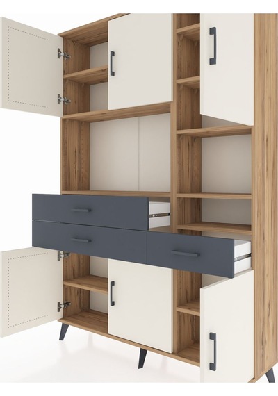 Arges Dolap 10 Raflı 3 Çekmeceli 6 Kapaklı 132x30x195 Çam-aytaşı/antrasit Aytası/antrasıt Arges Dolap 10 Raflı 3 Çekmeceli 6 Kapaklı 132x30x195 Çam-aytaşı/antrasit Aytası/antrasıt