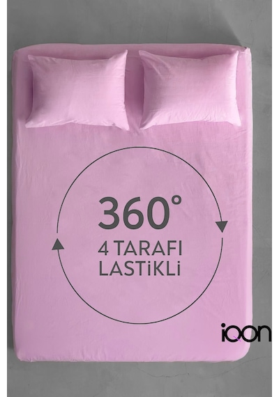 İqon Ranforce Dokuma Lastikli Çarşaf Takımı Tek Kişilik - 21 Renk Pembe