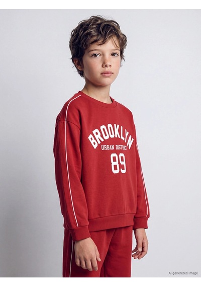 LC Waikiki Lcw Kids Kırmızı Baskılı Erkek Çocuk Eşofman Takım Red