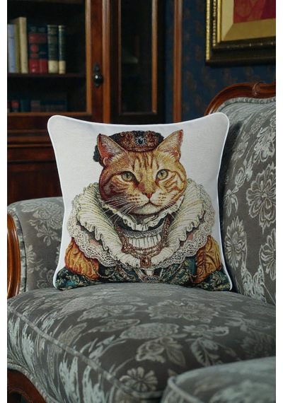 Kırlent Kılıfı Goblen Dokuma Kumaş - 45x45cm Çift Taraflı Biyeli Dekoratif Kırlent Kılıfı - Vs-359 Çok Renkli