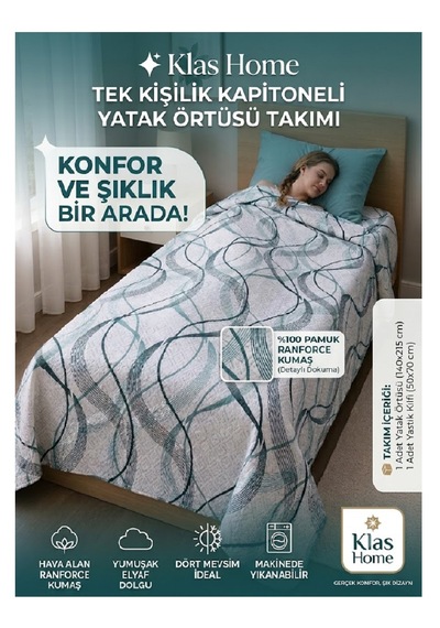 Çok Amaçlı Kapitone Pike Takımı-tek Kişilik Çok Renkli