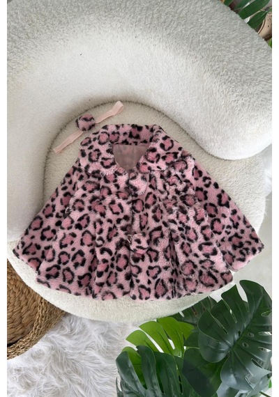 Miniğimin Cicileri Leopar Astarlı Kız Bebek Ceket - Pembe