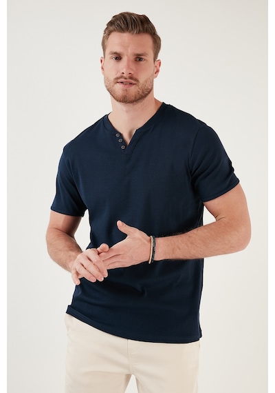 Buratti Pamuklu V Yaka Slim Fit Erkek T Shirt 5902122 Indigo