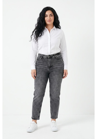 Dekploy Kadın Yüksek Bel Mom Fit Jean Pantolon Bgl-st05450 Füme