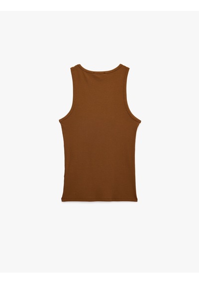 Koton Kolsuz Pamuklu Bisiklet Yaka Slim Fit Atlet Kahverengi 6sam30001mk