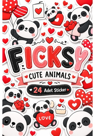 Sevimli Panda Sevgililer Günü Temalı Sticker Seti - 24 Adet Etiket Çıkartma Diğer