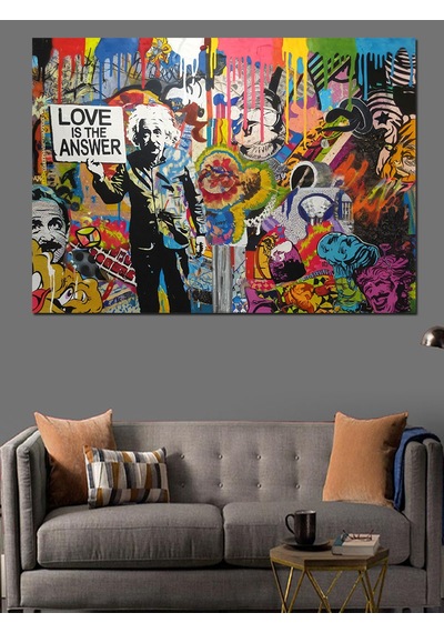 Grafiti Sanatı Ve Aşk Dekoratif Kanvas - Mdf Ahşap Tablo