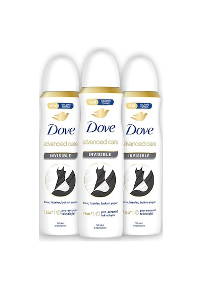 Kadın Sprey Deodorant Advanced Care Invisible 72 Saat Koruma 150 ML X3
