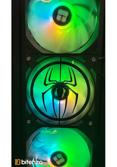 Örümcek Logolu V2 120x120 Mm Pc Fan Kapağı - Masaüstü Bilgisayar Fan Kapağı Siyah