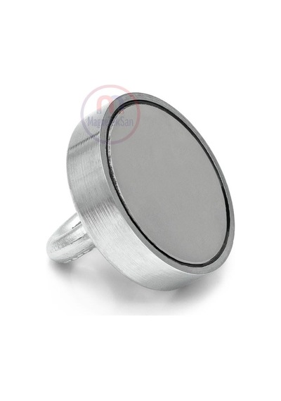80mm Dev Deniz Mıknatısı - Fishing Magnet - Neodyum Daimi Çelik Mıknatıs - Halkalı Pot Mıknatıs - Nikel Kaplı