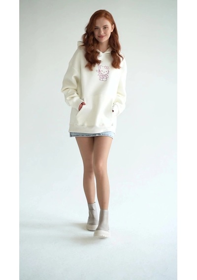 Startmore Unisex Hug Me Sweatshirt Hoodie Beyaz Beyaz