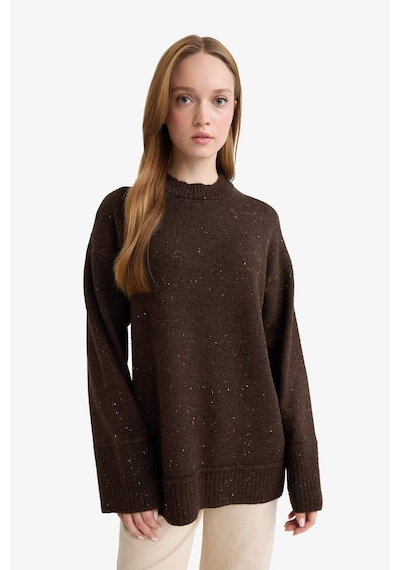 Defacto Loose Fit Bisiklet Yaka Triko Tunik F3242ax25wnbn258 Kahve-bn258