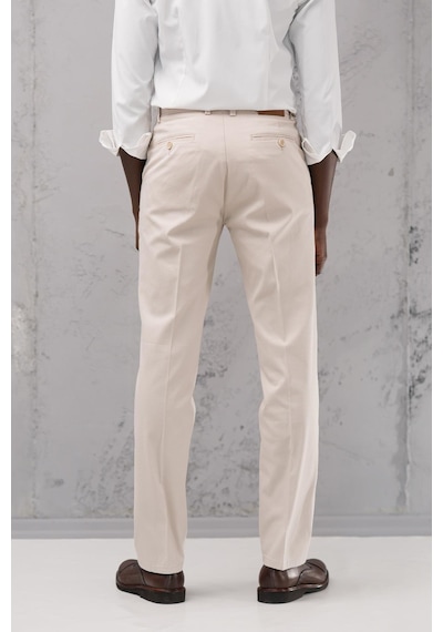 Notra Regular Fit Pamuklu Yan Cep Klasik Yazlık Gabardin Pantolon Krem