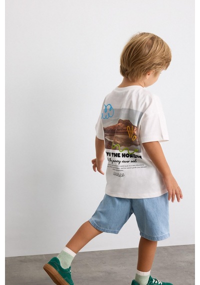 Defacto Oversize Baskılı Kısa Kollu Çıtçıtlı Tişört Erkek Bebek I6239a526hser118 Ekru-er118