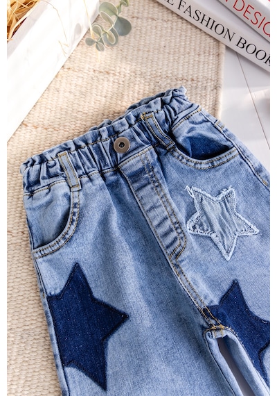 Babymod Yıldız İşlemeli Denim Kız Çocuk Kot Pantolon Mavi