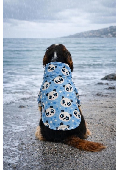 Gedyco Blue Panda Polarlı Küçük Irk Köpek Yağmurluğu L