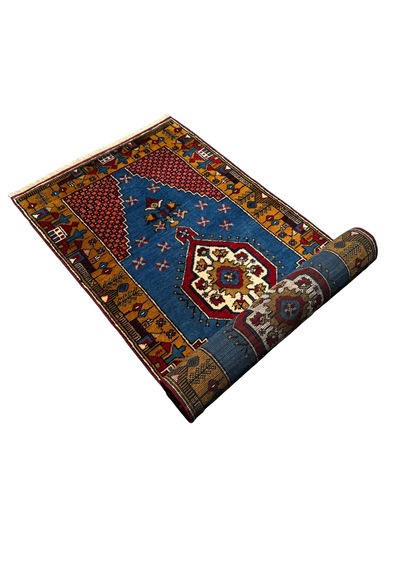 El Dokuma Sıfır Yahyalı Halısı Yolluk 80x280 Mavi Kök Boya %100 Yün Halı Açık Mavi