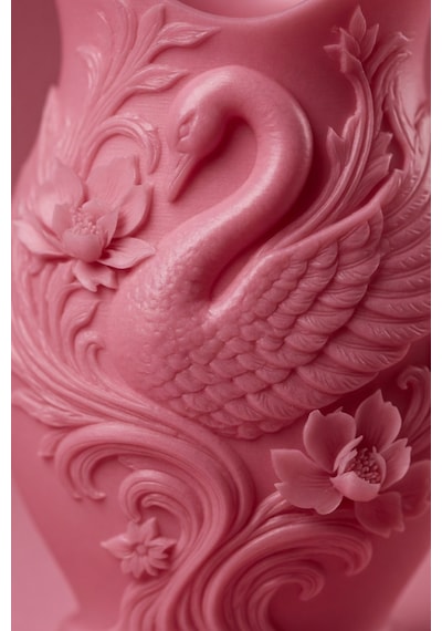 Kuğu Desenli Dekoratif Vazo 15 Cm 3d Baskılı Mat Dokulu Şık Masa Ve Raf Dekoru Pembe
