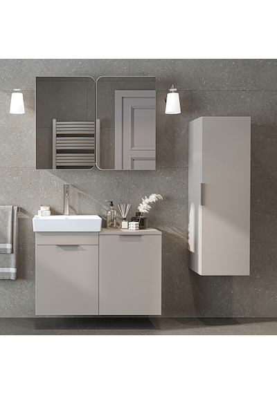 Dubai Mdflam Sepetli Banyo Dolabı Seti, Lavabolu Alt Dolap + Aynalı Banyo Üst Dolabı + Boy Dolabı Kumtaşı Dubai Mdflam Sepetli Banyo Dolabı Seti, Lavabolu Alt Dolap + Aynalı Banyo Üst Dolabı + Boy Dolabı Kumtaşı