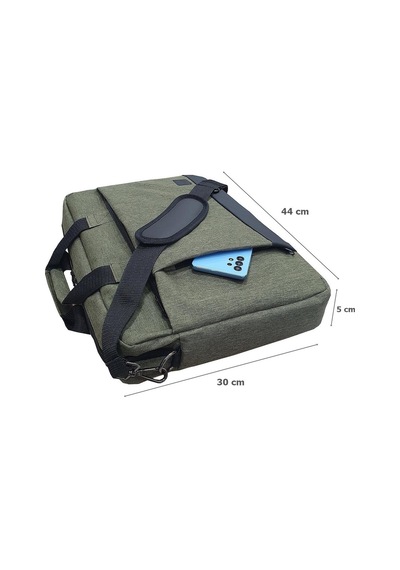 Gbmotion 3 Bölmeli Evrak Laptop El Omuz Çantası 17,3 İnç Yeşil