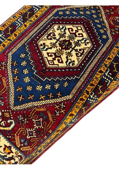 El Dokuma Sıfır Yahyalı Halısı 104x191 Kök Boya %100 Yün Halı Kırmızı