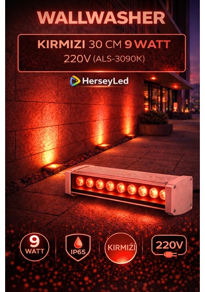 Alles Wallwasher Kırmızı 30 Cm 9 Watt 220v Kırmızı