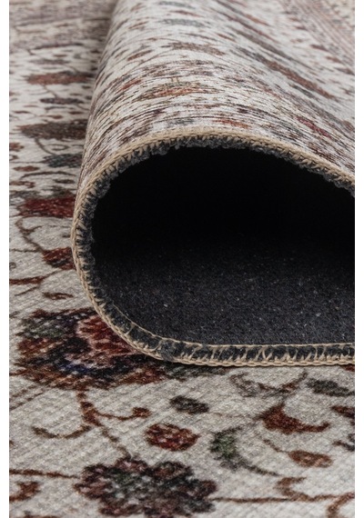 Artloop Folk Krem Vintage Çiçek Motifli Klasik Desenli Dokuma Tabanlı Şönil Halı Al 577 Krem Çiçek Motifli Klasik Desenli