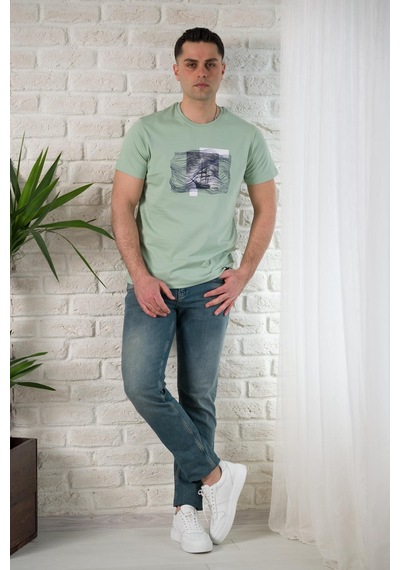 Regular Fit Pamuklu Baskı Detaylı Erkekyazlık T-shirt 001