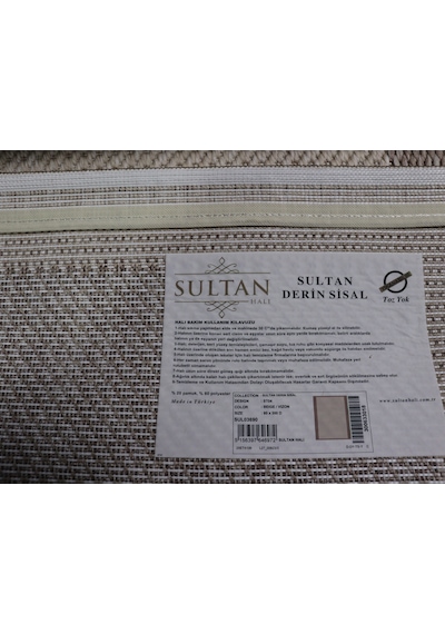 Derin Sisal Vizon Bordürlü Bej Jüt Sisal Dekoratif Kaymaz Taban Yıkanabilir Halı St04-947 Renkli