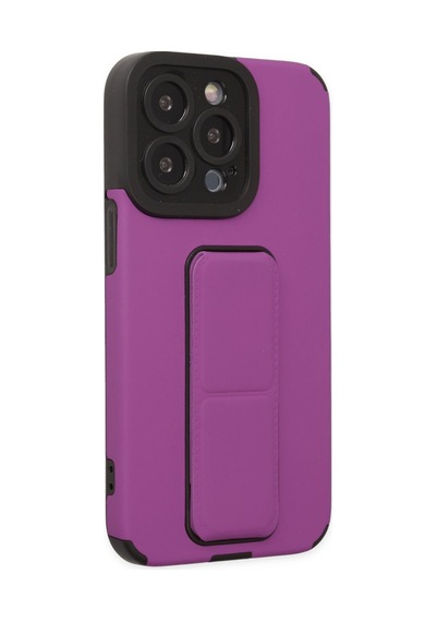 Newface Apple   Uyumlu  iPhone 13 Pro Max Kılıf Mega Standlı Silikon - Mor