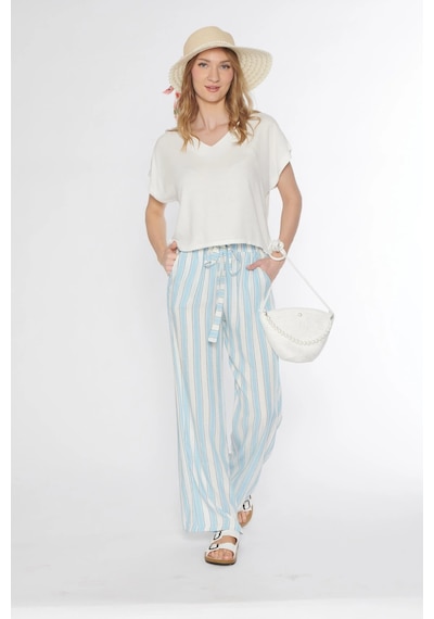 Keten Dokuma Kısa Kol Pijama Takımı Flz 88-121 Ekru