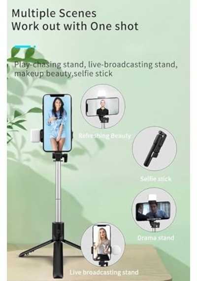 Işıklı Bluetooth Selfie Çubuğu Tripod - Uzaktan Kumandalı, Taşınabilir, Uzatılabilir, Tüm Telefonlarla Uyumlu, Diğer Işıklı Bluetooth Selfie Çubuğu Tripod - Uzaktan Kumandalı, Taşınabilir, Uzatılabilir, Tüm Telefonlarla Uyumlu, Diğer